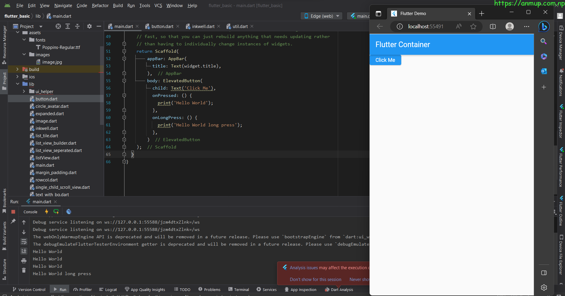 Buttons in Flutter - AnmupHD