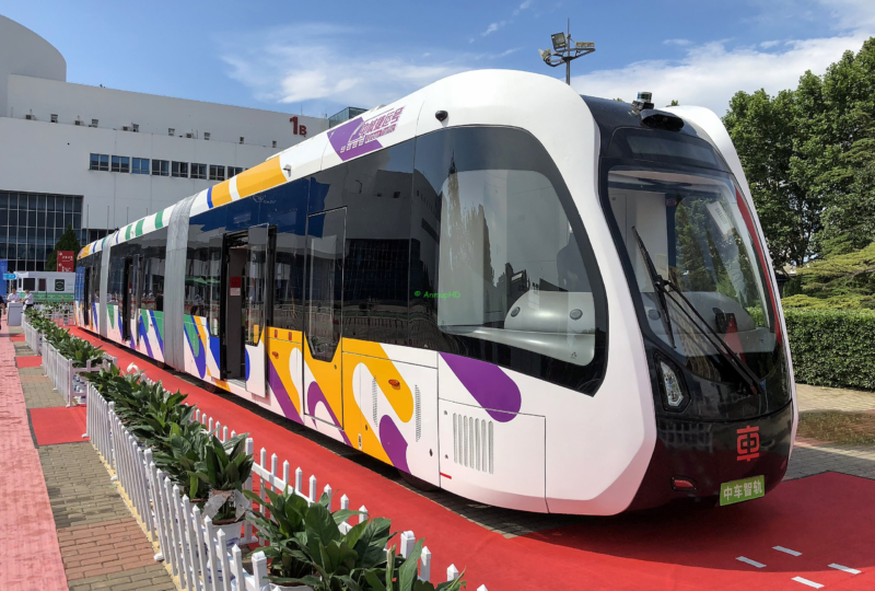 Fast Without Rails (Intelligent rail transit) IRT - Train that runs on road without rails ...
